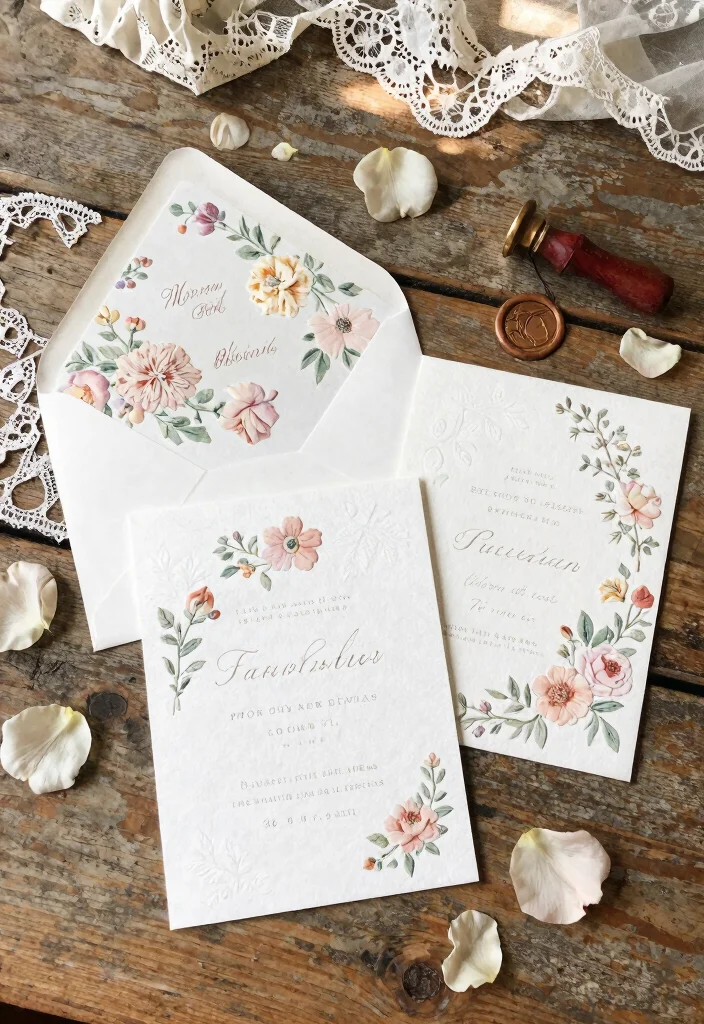 18 Embossed Wedding Invitations Ideas With Luxe Texture - 2. Vintage Floral Embossing 1