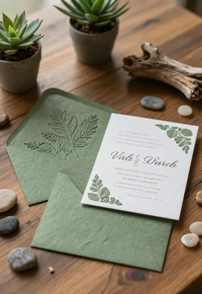 18 Embossed Wedding Invitations Ideas With Luxe Texture - 4. Nature-Inspired Textures 1