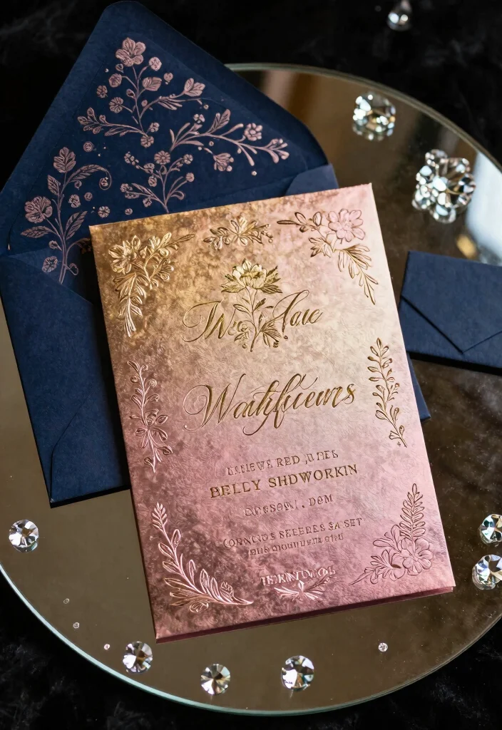 18 Embossed Wedding Invitations Ideas With Luxe Texture - 5. Elegant Metallic Embossing 1
