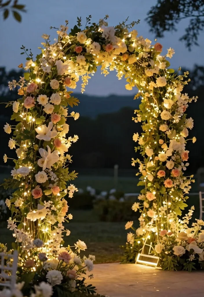 18 Floral Arch Wedding 2026 Trending Ideas With Lush Romantic Blooms 26 18 Floral Arch Wedding 2026 Trending Ideas With Lush Romantic Blooms - 6. Ethereal Fairy Lights 1