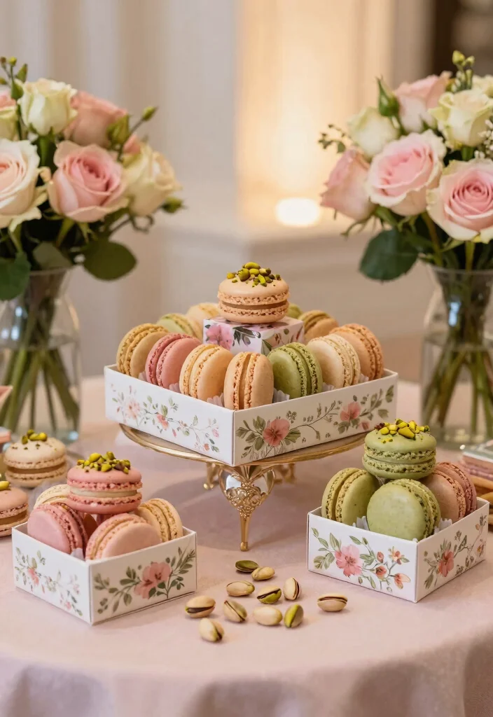 18 Macaroon Wedding Favors Ideas That Look Sweet & Stylish 12 18 Macaroon Wedding Favors Ideas That Look Sweet & Stylish - 2. Rosewater & Pistachio Macaroon Favors 1