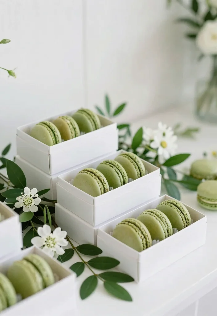 18 Macaroon Wedding Favors Ideas That Look Sweet & Stylish 14 18 Macaroon Wedding Favors Ideas That Look Sweet & Stylish - 4. Matcha Green Tea Macaroon Favors 1