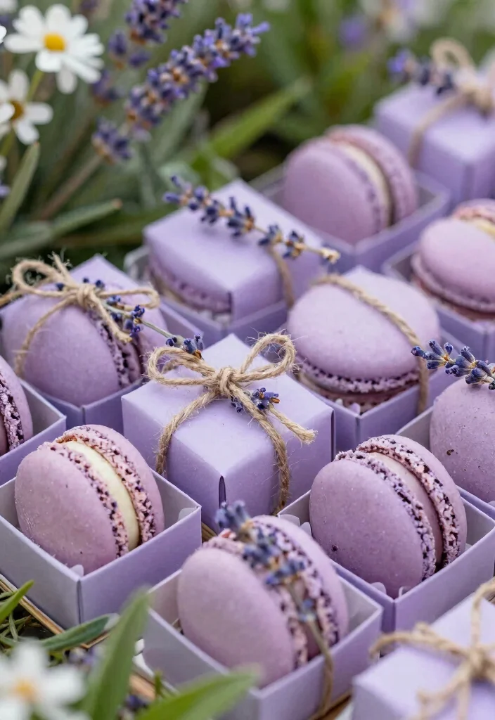 18 Macaroon Wedding Favors Ideas That Look Sweet & Stylish 37 18 Macaroon Wedding Favors Ideas That Look Sweet & Stylish - 7. Lavender Almond Macaroon Favors 1
