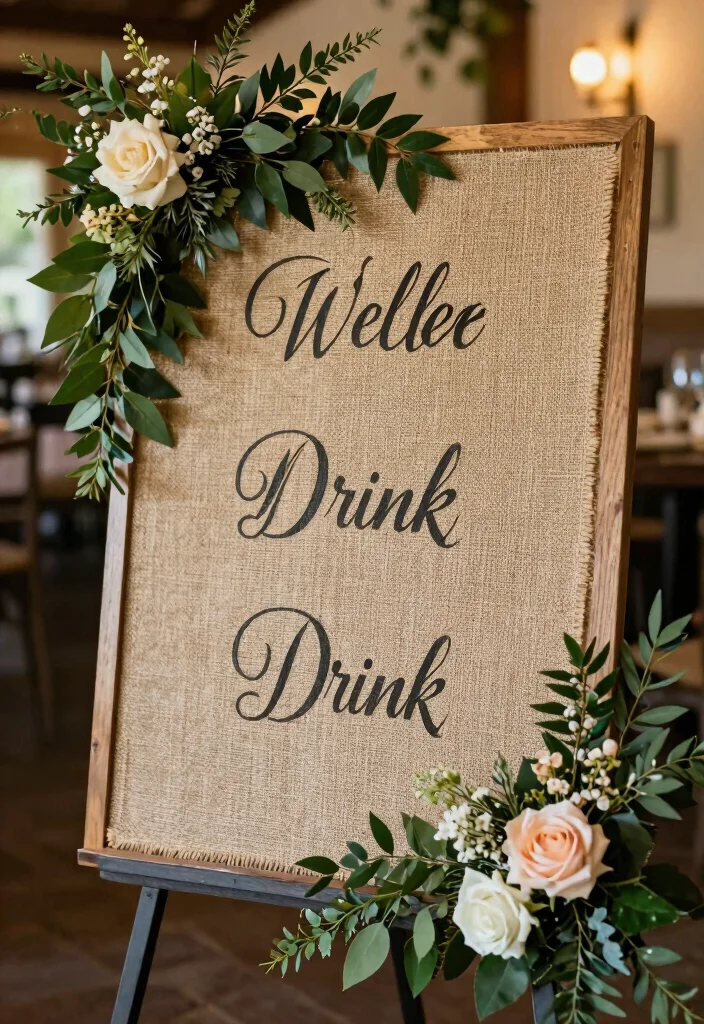 18 Wedding Drink Signs Ideas That Add Fun Detail 42 18 Wedding Drink Signs Ideas That Add Fun Detail - 12. Elegant Textured Signs 1