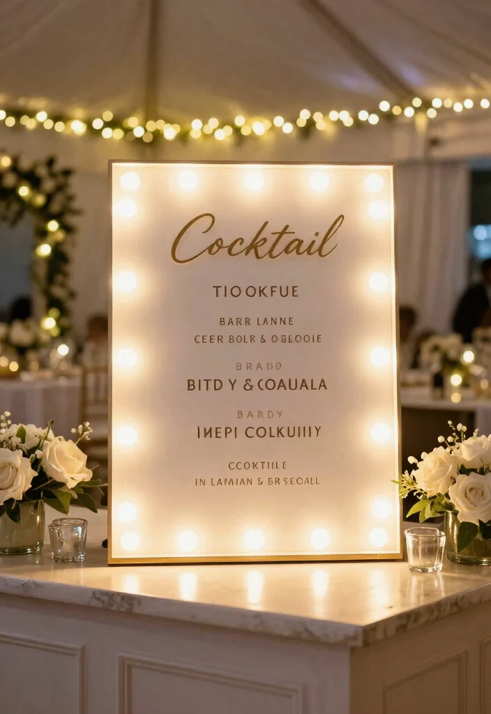 18 Wedding Drink Signs Ideas That Add Fun Detail 5 18 Wedding Drink Signs Ideas That Add Fun Detail - 5. Light-Up Drink Signs 1