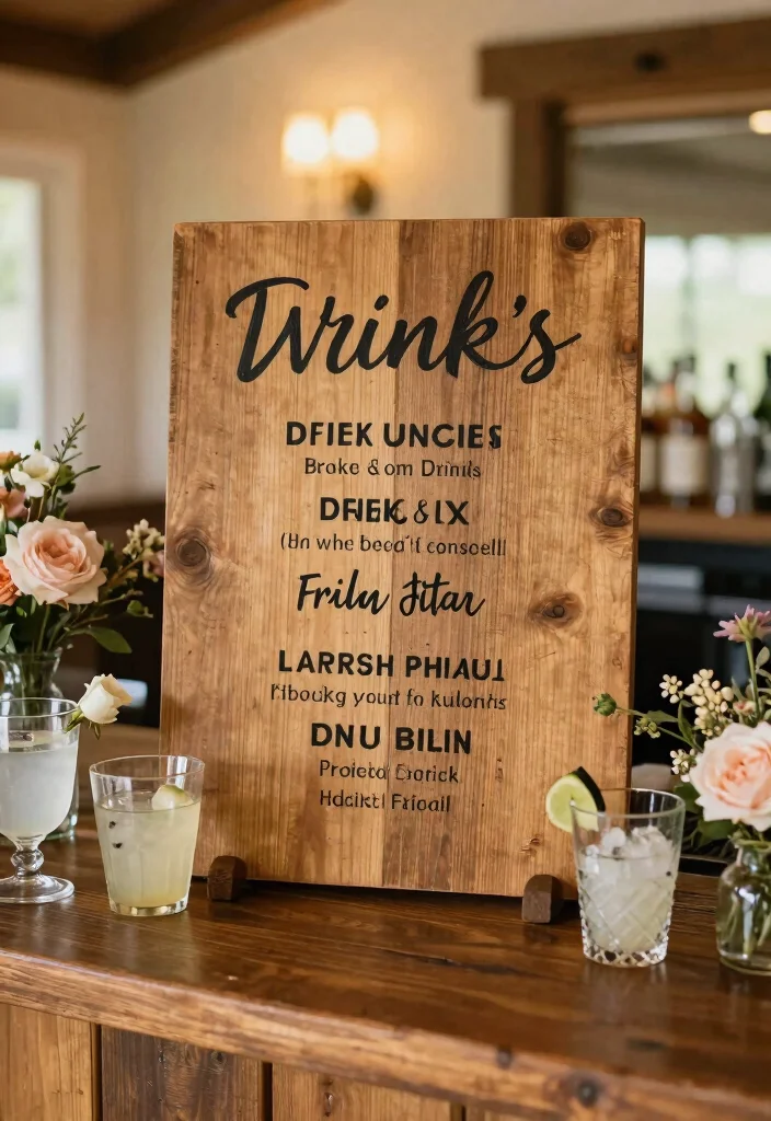 18 Wedding Drink Signs Ideas That Add Fun Detail 18 18 Wedding Drink Signs Ideas That Add Fun Detail - 8. Rustic Wooden Planks 1
