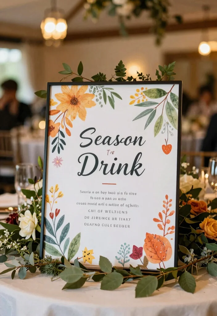 18 Wedding Drink Signs Ideas That Add Fun Detail 29 18 Wedding Drink Signs Ideas That Add Fun Detail - 9. Seasonal Drink Signage 1