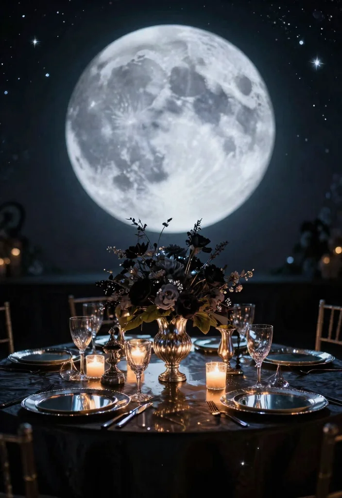 10 Halloween Wedding Centerpieces That Set the Mood Without Gore - 4. Mystical Moonlight 1