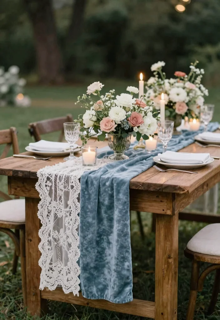 12 Dusty Blue Wedding Table Settings That Don't Look Washed Out 36 12 Dusty Blue Wedding Table Settings That Don't Look Washed Out - 6. Elegant Layered Textures 1