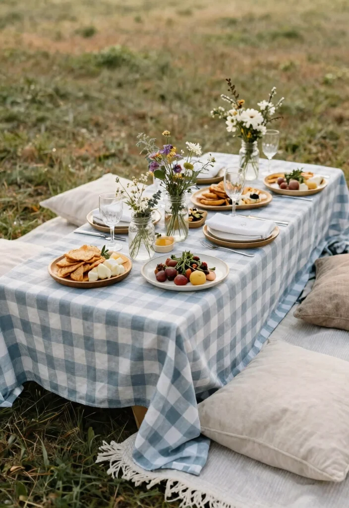 12 Dusty Blue Wedding Table Settings That Don't Look Washed Out 47 12 Dusty Blue Wedding Table Settings That Don't Look Washed Out - 7. Casual Picnic Style 1