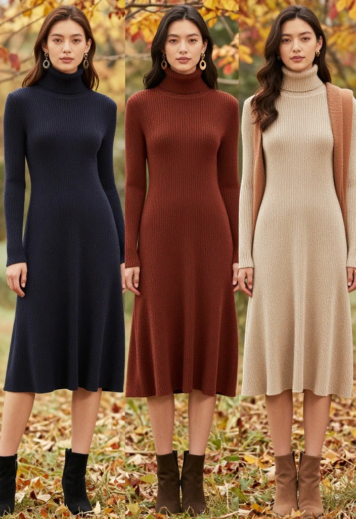 12 Fall Wedding Guest Outfit October Ideas for Unpredictable Weather - 6. Chic Turtleneck Dress 1
