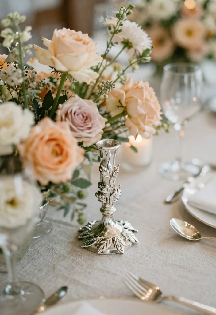 12 Silver Wedding Decorations That Don't Clash With Your Venue - 1. Silver Leaf Accents 1