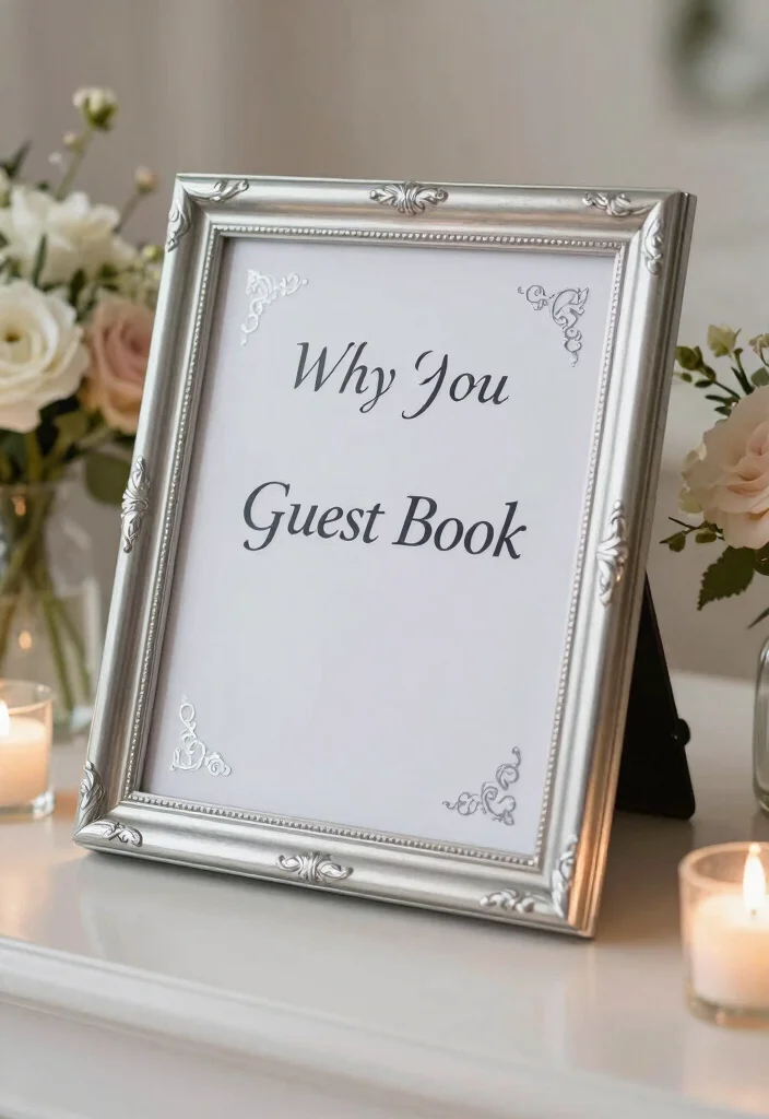 12 Silver Wedding Decorations That Don't Clash With Your Venue - 12. Silver-Themed Guest Book Displays 1