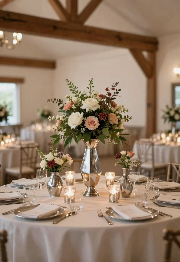 12 Silver Wedding Decorations That Don't Clash With Your Venue - 3. Silver Wedding Centerpieces 1