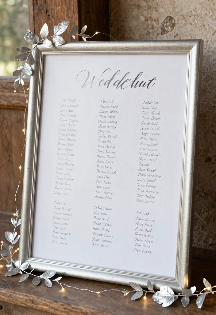 12 Silver Wedding Decorations That Don't Clash With Your Venue - 4. Silver-Accented Seating Charts 1