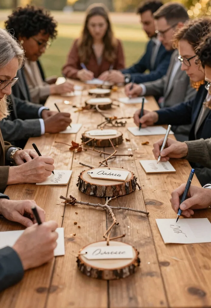 12 Simple Fall Wedding Table Decor That Doesn't Need a Florist - 5. Natural Element Name Tags 1