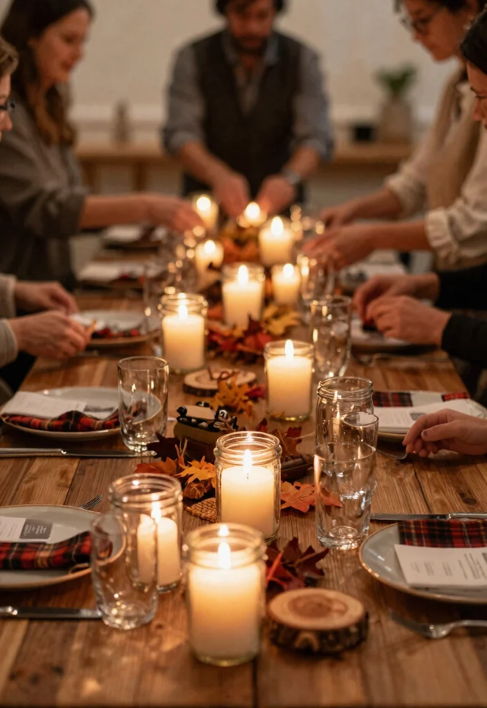 12 Simple Fall Wedding Table Decor That Doesn't Need a Florist - 6. Scented Candle Accents 1