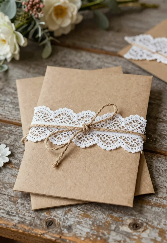 12 Vintage Inspired Wedding Invitations With Printable Templates 2 12 Vintage Inspired Wedding Invitations With Printable Templates - 2. Rustic Kraft Paper with Lace Accents 1