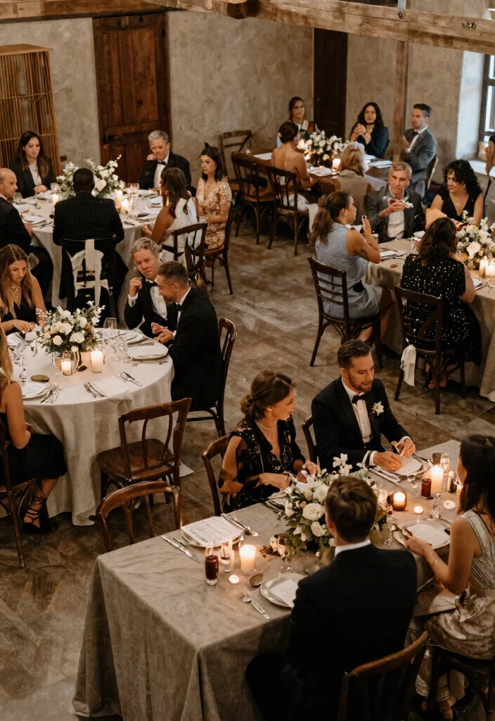 12 Wedding Round Table Decorations That Fill the Space - 11. Creative Table Layouts 1