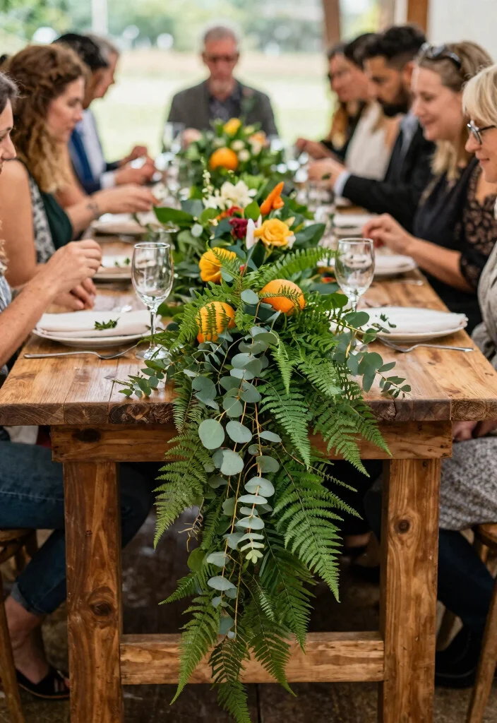 12 Wedding Round Table Decorations That Fill the Space - 6. Greenery Galore 1