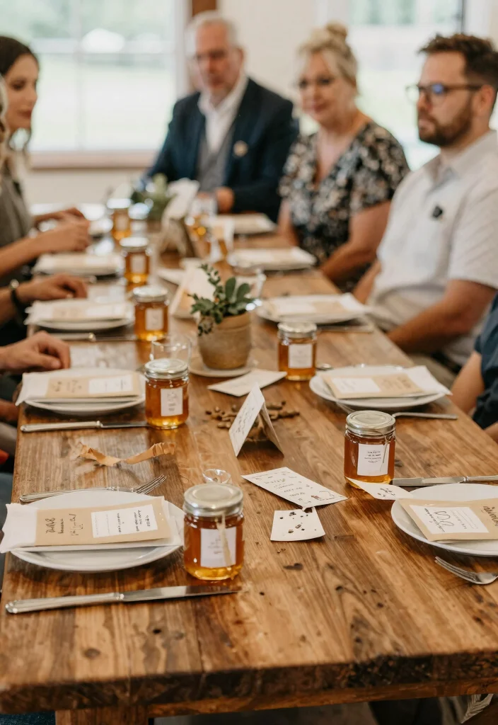 12 Wedding Round Table Decorations That Fill the Space - 9. Charming Table Favors 1