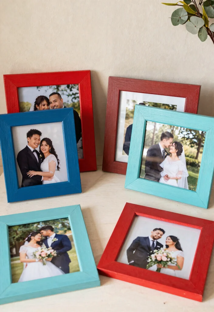 14 Dream Wedding Decorations on a Budget Using Spray Paint & Ribbon - 12. Stunning Photo Frame Decor 1