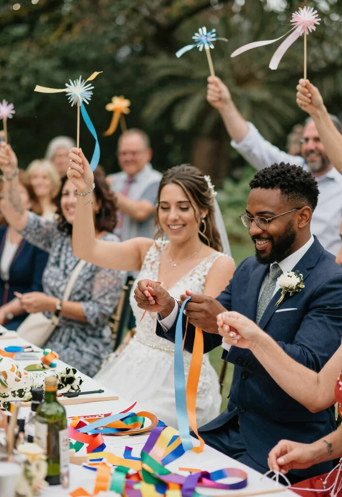 14 Dream Wedding Decorations on a Budget Using Spray Paint & Ribbon - 14. Decorative Ribbon Wands 1