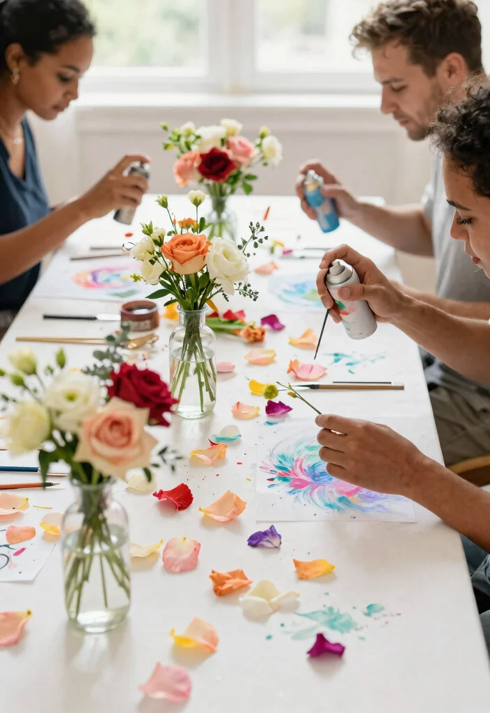14 Dream Wedding Decorations on a Budget Using Spray Paint & Ribbon - 4. Dazzling Spray-Painted Petals 1