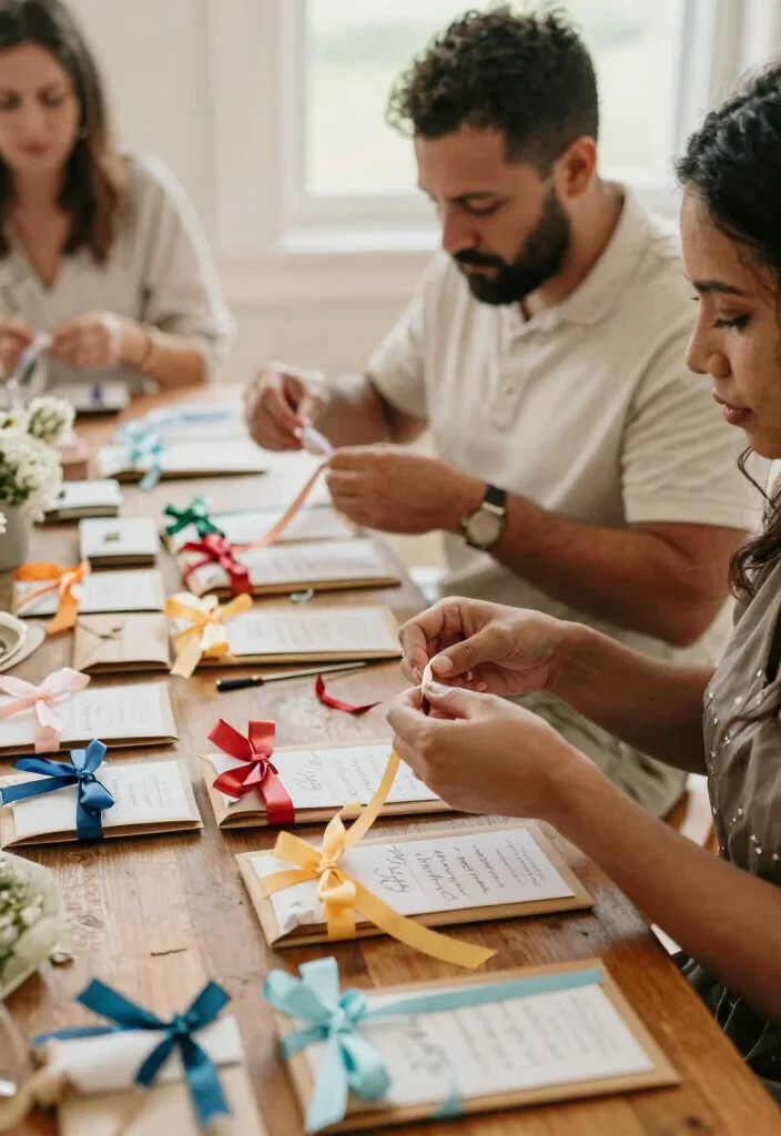 14 Dream Wedding Decorations on a Budget Using Spray Paint & Ribbon - 7. Personalized Wedding Favors with Ribbon 1