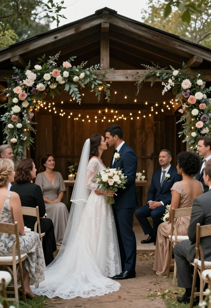 14 Indoor Wedding Backdrop Ideas That Hide Ugly Venue Walls - 12. Rustic Shed Backdrop 1