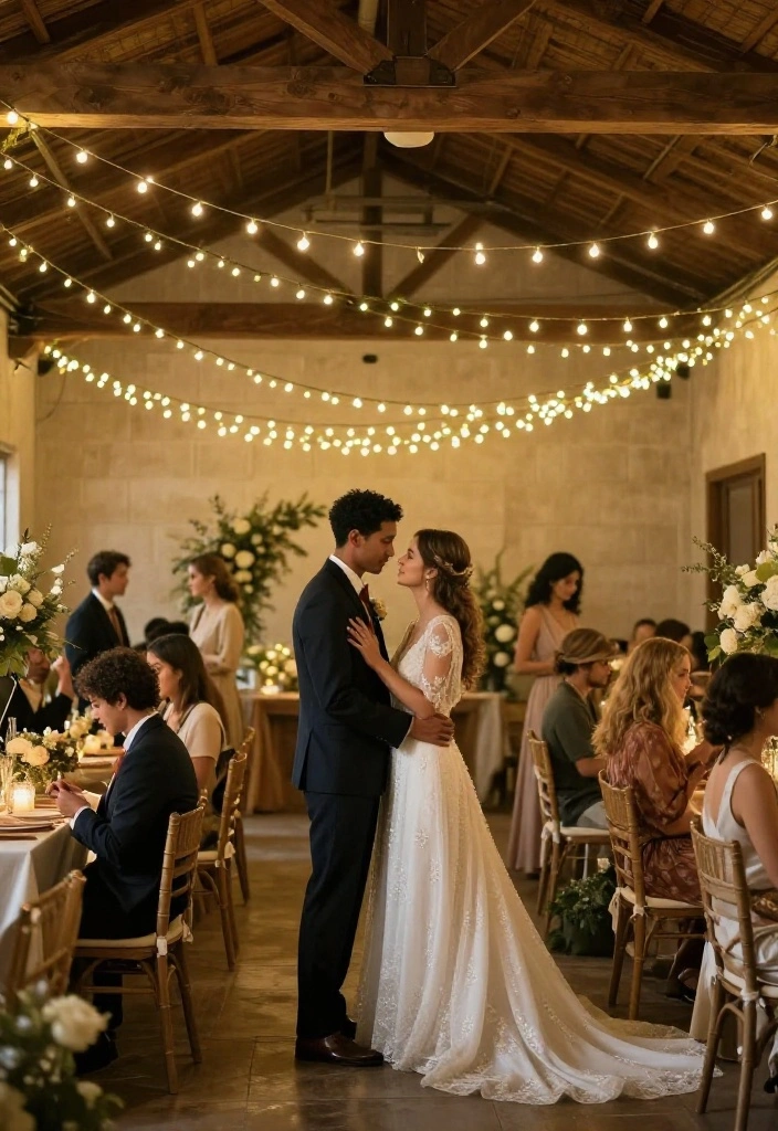 14 Indoor Wedding Backdrop Ideas That Hide Ugly Venue Walls - 13. Fairy Light Canopy 1