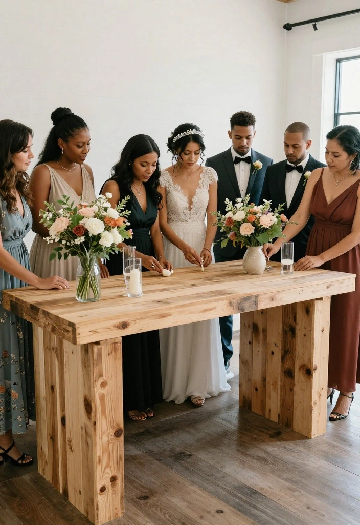 14 Indoor Wedding Backdrop Ideas That Hide Ugly Venue Walls - 14. Reclaimed Wood Backdrop 1