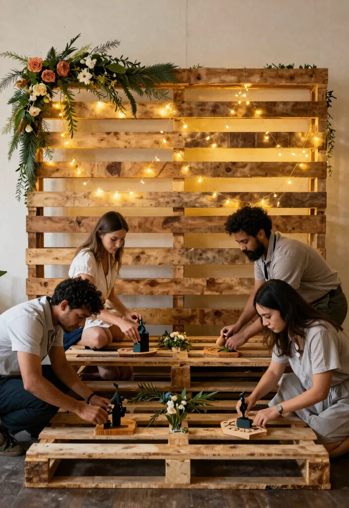14 Indoor Wedding Backdrop Ideas That Hide Ugly Venue Walls - 4. Rustic Wood Pallet Backdrop 1