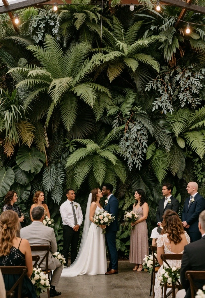 14 Indoor Wedding Backdrop Ideas That Hide Ugly Venue Walls - 7. Natural Greenery Wall 1
