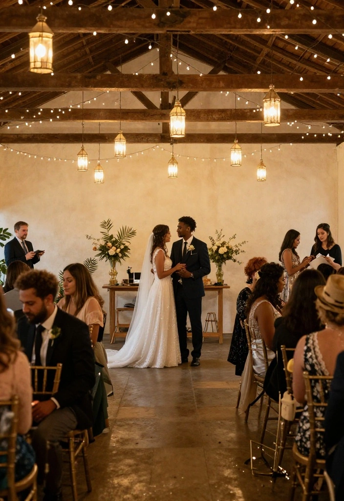 14 Indoor Wedding Backdrop Ideas That Hide Ugly Venue Walls - 9. Hanging Lanterns and Lights 1