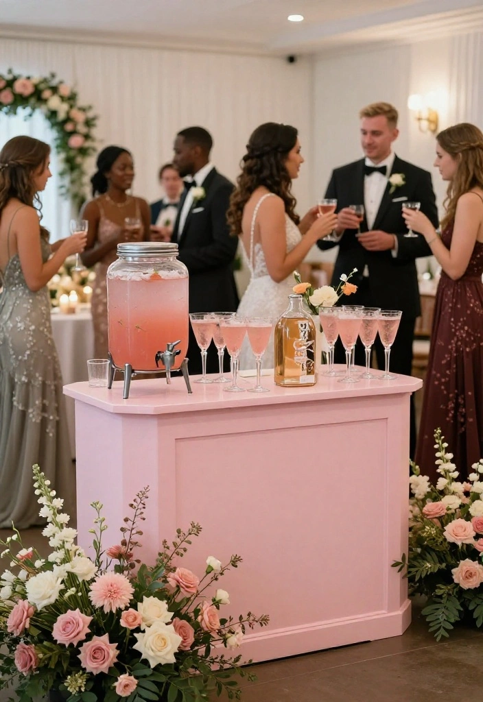 14 Pink Wedding Decorations That Look Adult Not Baby Shower - 12. Pink Drink Station 1