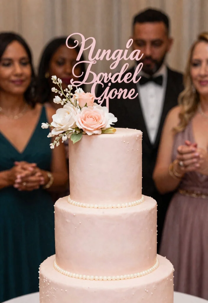 14 Pink Wedding Decorations That Look Adult Not Baby Shower - 14. Elegant Pink Cake Toppers 1