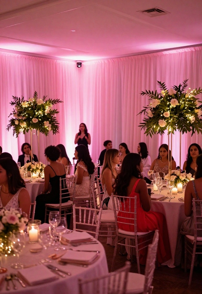 14 Pink Wedding Decorations That Look Adult Not Baby Shower - 3. Sophisticated Pink Lighting 1