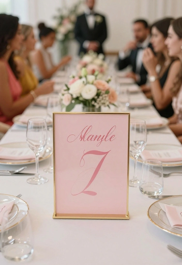 14 Pink Wedding Decorations That Look Adult Not Baby Shower - 6. Chic Pink Table Numbers 1