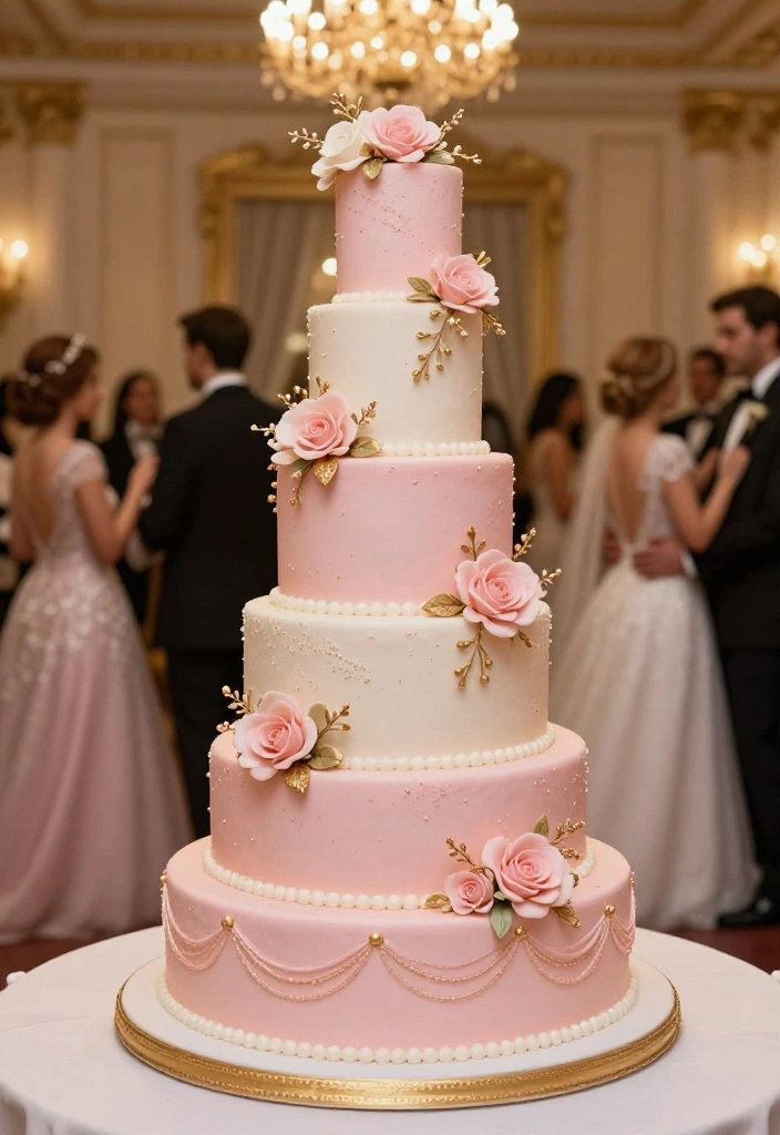 14 Pink Wedding Decorations That Look Adult Not Baby Shower - 9. Sophisticated Pink Wedding Cake 1