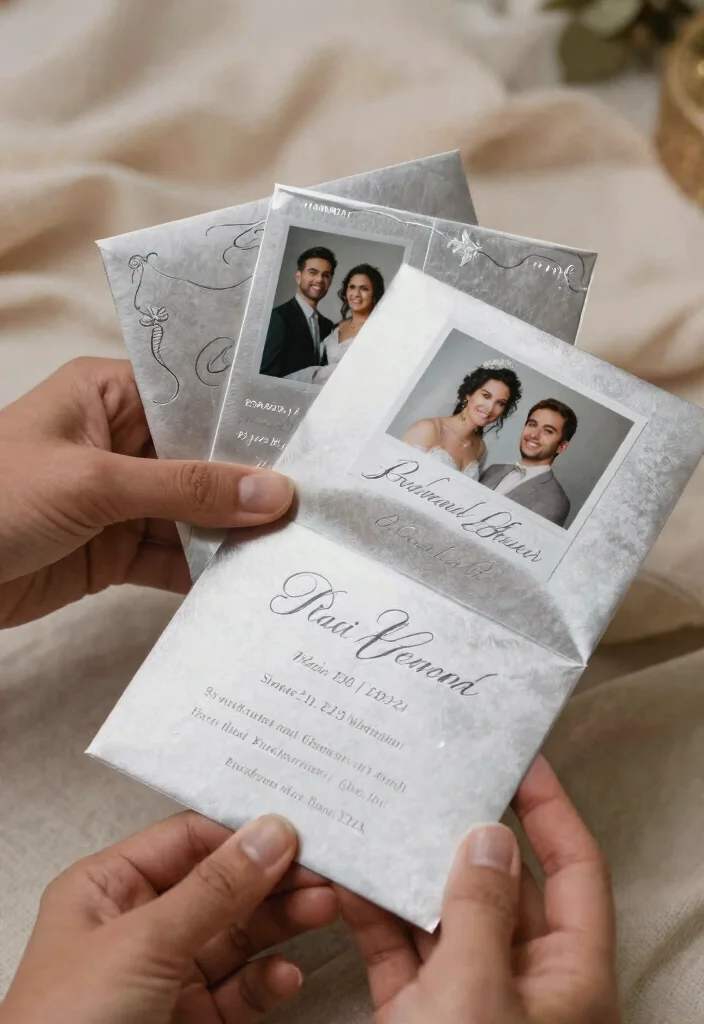 14 Silver Wedding Invitations That Don't Cost as Much as Custom - 14. Personalized Silver Photo Invitations 1