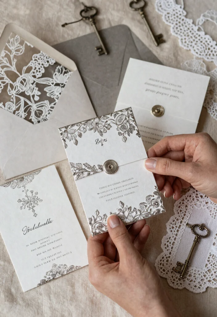 14 Silver Wedding Invitations That Don't Cost as Much as Custom - 3. Eclectic Vintage Silver Invitations 1