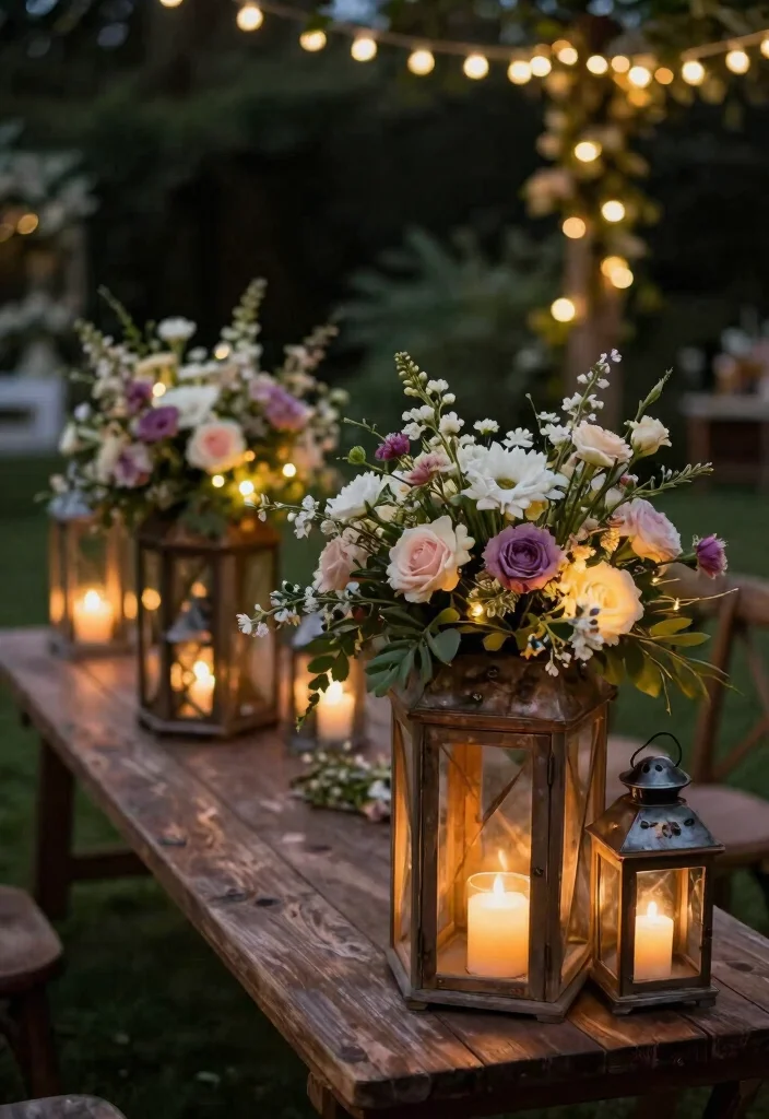 14 Wedding Flowers Decor Ideas Without Hiring a Florist - 5. Flower-Filled Lanterns 1