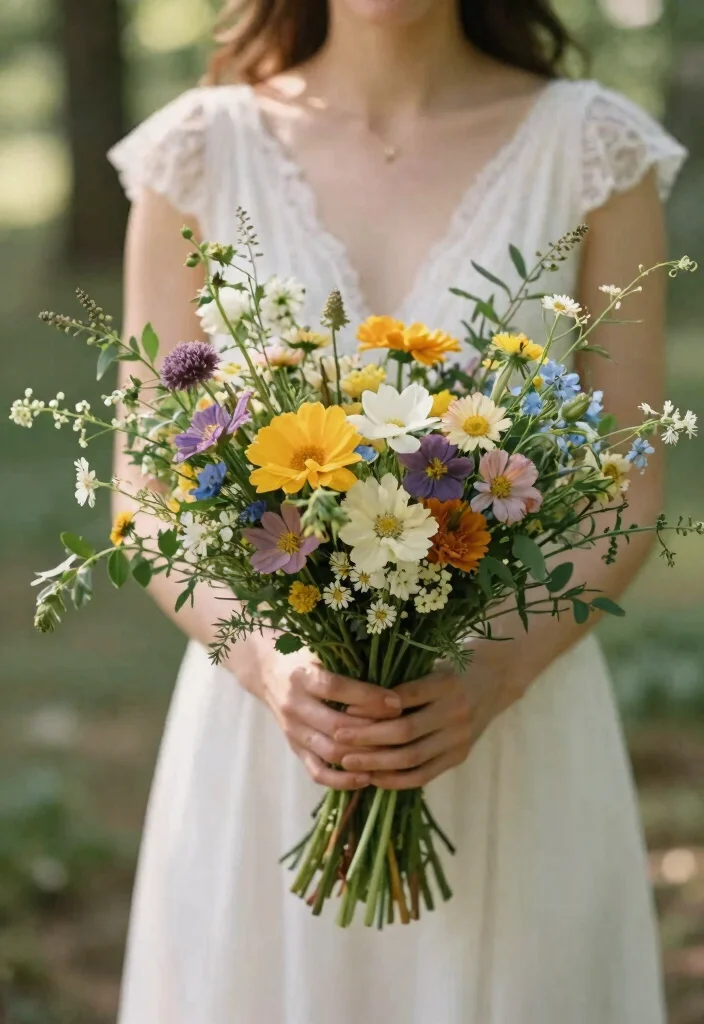 14 Wedding Flowers Decor Ideas Without Hiring a Florist - 9. Wildflower Bouquets 1