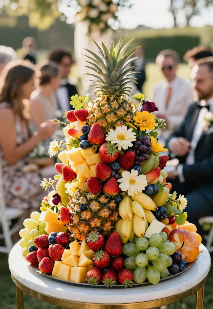 14 Wedding Fruit Table Ideas That Stay Fresh All Reception - 6. Edible Arrangements 1