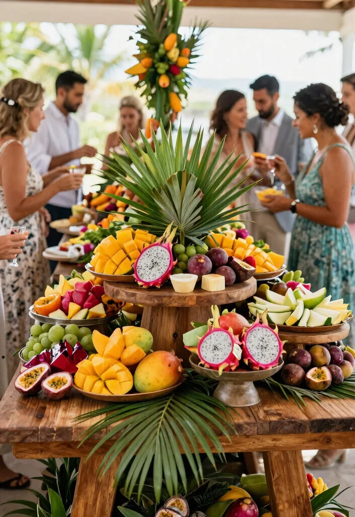 14 Wedding Fruit Table Ideas That Stay Fresh All Reception - 8. Tropical Fruit Stations 1