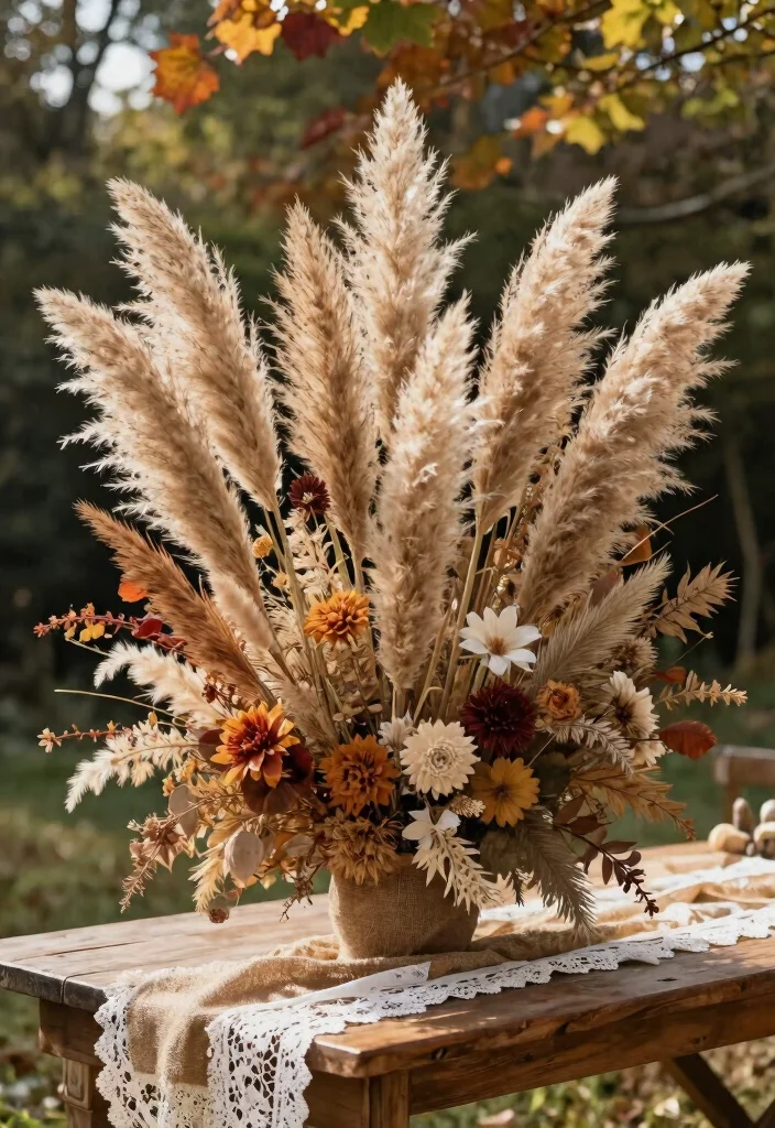 15 Autumnal Wedding Flowers That Don't Wilt Before the Ceremony - 1. Pampas Grass 1