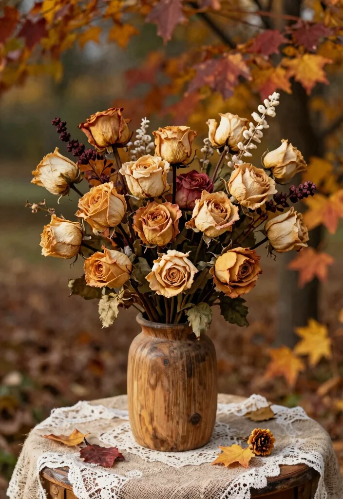15 Autumnal Wedding Flowers That Don't Wilt Before the Ceremony - 10. Dried Roses 1