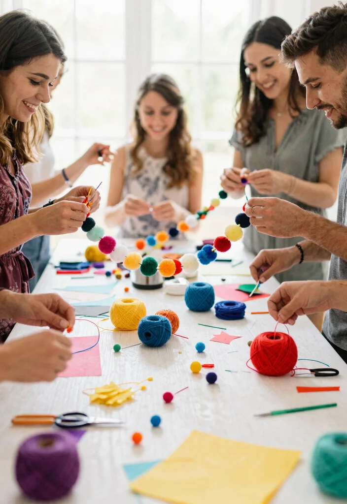 15 Cheap DIY Wedding Decorations That Look Like You Spent More - 13. Pom-Pom Garlands 1