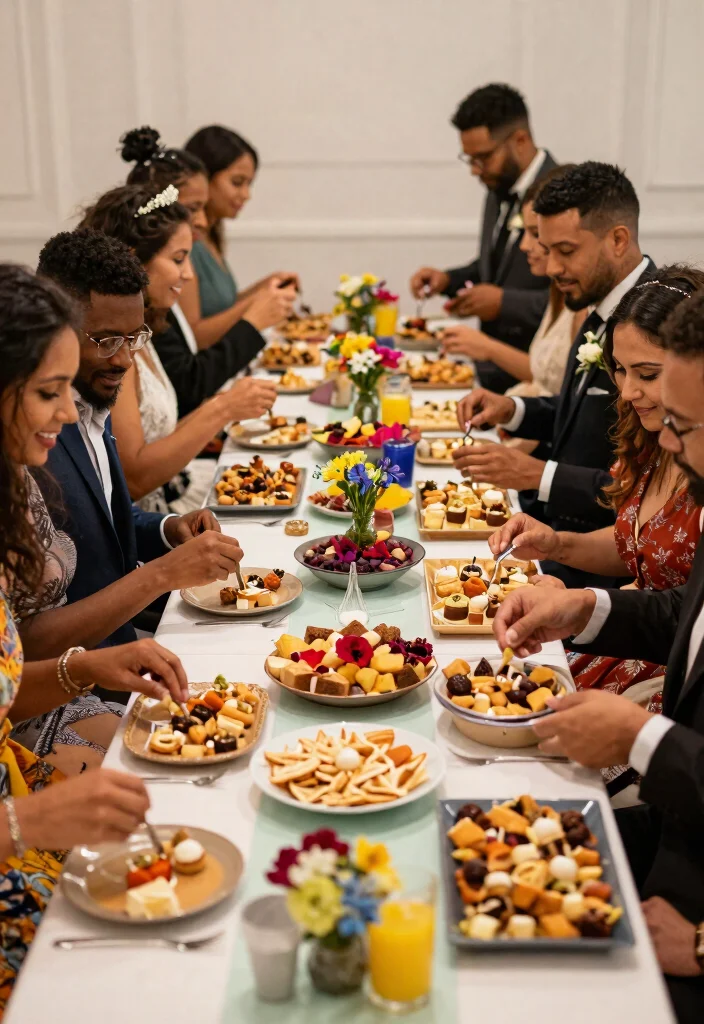 15 Wedding Guest Table Ideas That Get People to Actually Sit - 13. Surprise Snack Stations 1